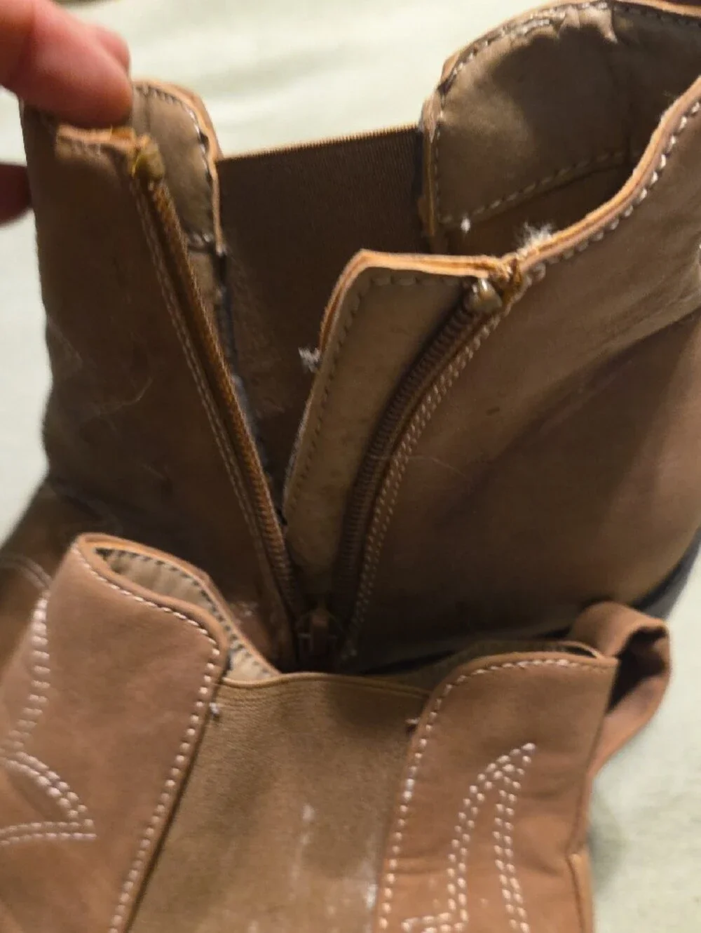 Serra Brown Western-Stitch Ankle Booties Size 10